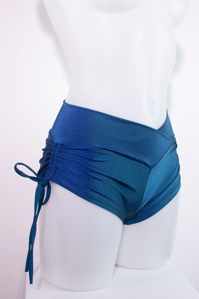 Drawstring side Shorts Scrunch Back / SHORTS V / TEAL,BOTTOMS - EXES LINGERIE