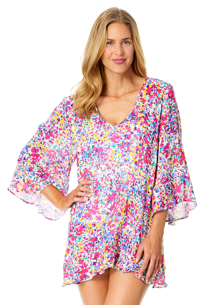 Women's Villa Vera Flounce V Neck Tunic Swimsuit Cover Up