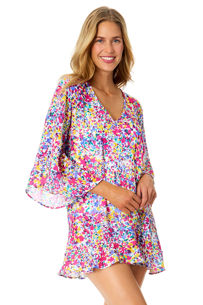 Women's Villa Vera Flounce V Neck Tunic Swimsuit Cover Up