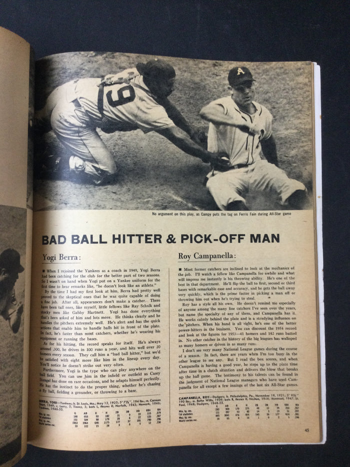 Yogi Berra 1955 Baseball Who's Who in the Big Leagues Magazine New York Yankees