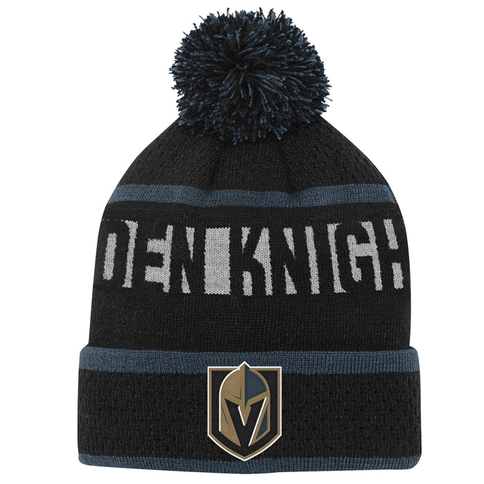 Youth Vegas Knights Black Breakaway Cuffed Knit Hat with Pom