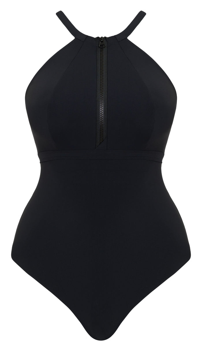 Zip Tide Swimsuit - Black and Red