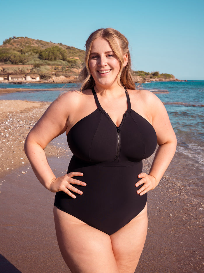 Zip Tide Swimsuit - Black and Red