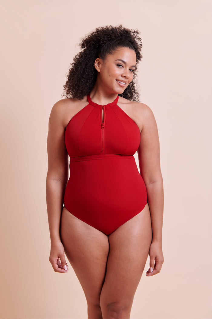Zip Tide Swimsuit - Black and Red